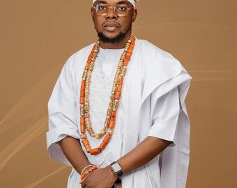 White Agbada Short sleeves, Agbada for men, African wedding suit, Groomsmen suit, grooms wedding suit, Robe Africain, Men's Agbada, Dashiki