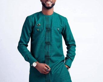 Green wedding suit, Groomsmen suit, Grooms wedding suit, African men's wear, Senator suit, Dashiki, traditional wedding suit, African suit