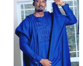 Royal Blue Agbada for men, African Agbada, African wedding suit, Agbada for men, Groom's wedding suit, groomsmen suit, dashiki, Mens Kaftan