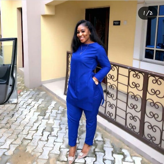 Royal Blue Dashiki for Women African Wear for Women Casual Wear Senator Suit Women s Clothing Women s Kaftan Women s Wear Etsy