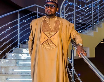African wedding suit, African Agbada, Agbada for men, Agbada, men's clothing,  Groomsmen suit, Grooms wedding suit, Mens wedding suit