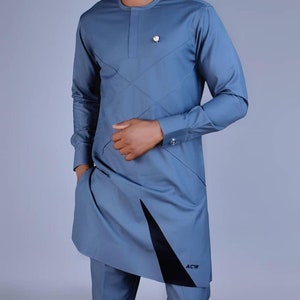 Light Blue Senator suit, African wedding suit, Groomsmen suit, Grooms wedding suit, African men&#39;s wear, traditional wedding suit, Dashiki