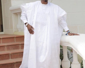 White Agbada, White wedding suit, African wedding suit, Agbada for men, traditional wedding suit, Groomsmen suit, Grooms wedding suit