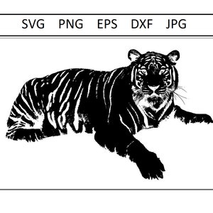 Tiger SVG Cut File Tiger Vector Svg Digital File Animal Print Silhouette Printable Digital Svg Eps Dxf Png Jpg Files