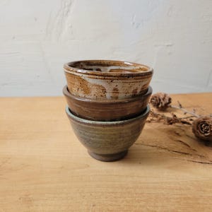 Set of 3 Handmade Pottery Minibowls - Stoneware/Glaze Trio - Ramekin Sauce Dish