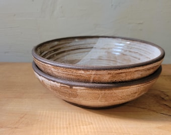 Set of 2 Everyday Bowls in Handthrown Speckled Stoneware and Raw Rims