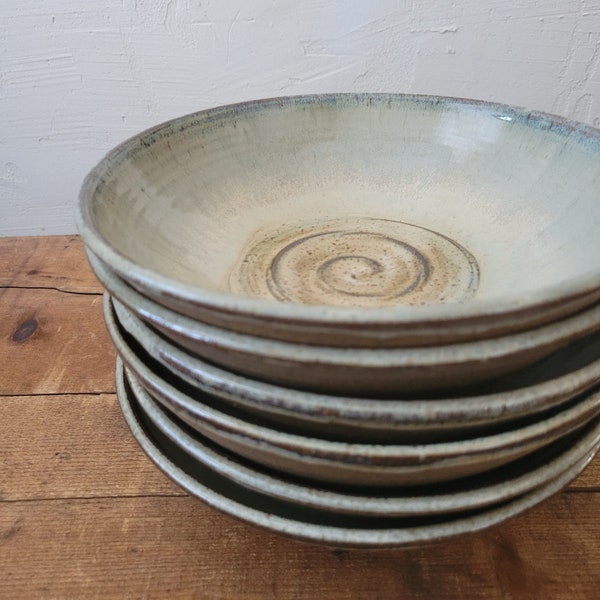 Pasta Bowl Set of 2 or 4, Hand Thrown Stoneware Ceramic/Birch Smoke