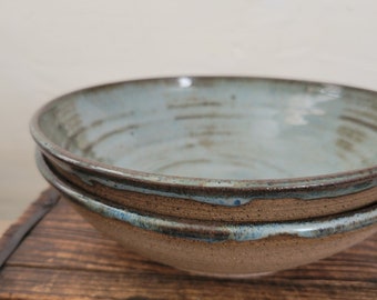 Set of 2 Pasta Bowls, Handmade Pottery Stoneware/Denim Glaze