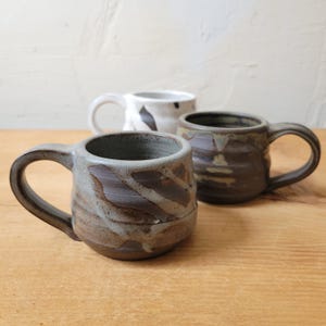 Espresso Cups, Handmade Dark Stoneware/Poured Glazes, Sold Individually