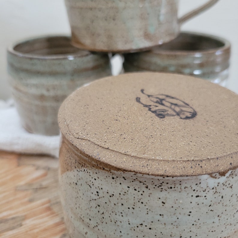 Handmade Soup Mugs, Cappachino Latte Cups Wheel Thrown Stoneware, White/Desert Sage 20oz image 8