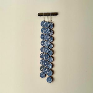 Boho Ceramic wall hanging, Handmade ceramic decor, Ceramic wall art, Custom color, Wall sculpture, Blue Accent piece, Tile wall hanging,