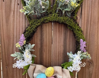 Bunny Wreath, Easter Wreath, Spring Wreath,  Grapevine Bunny Door Wreath, Farmhouse decor, Front door wreath