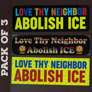 ICE廃止バンパーステッカー | 車、ノートパソコン、屋外での使用に適した活動家によるICE反対抗議ビニールステッカーパック