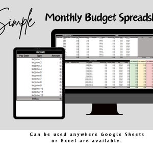 Monthly Budget Spreadsheet for Google Sheets, Financial Planner Template, Easy Budget Tracker, Personal & Household Finance