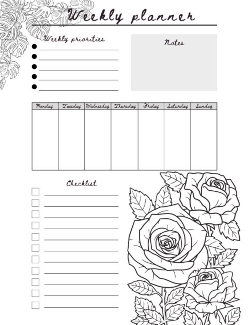 Weekly Planner, Functional Weekly Planner, Blank Weekly Agenda ...