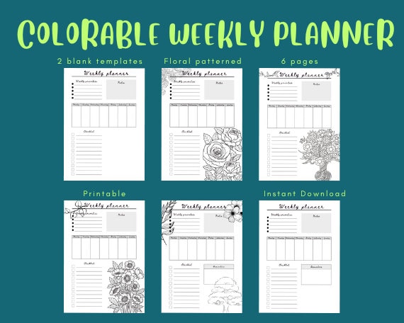 Weekly Planner, Functional Weekly Planner, Blank Weekly Agenda ...