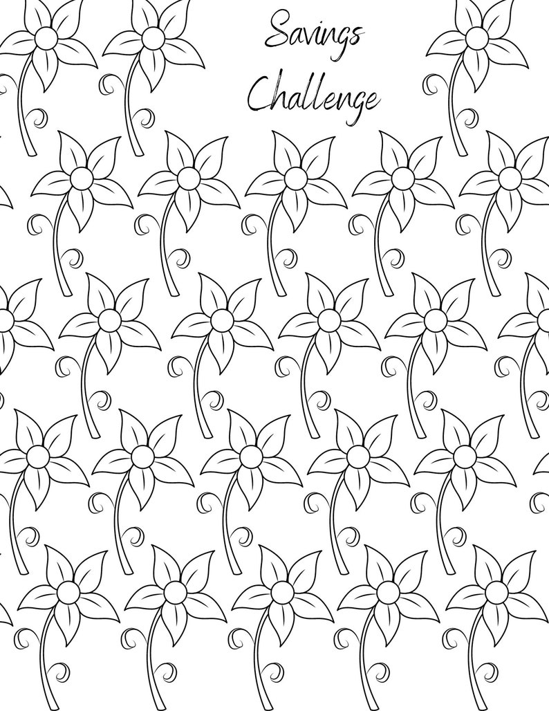 Floral Savings Challenge Bundle Flower Money Management Etsy