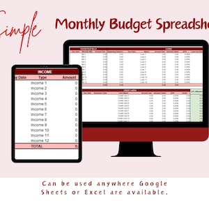 Simple Monthly Budget Spreadsheet, Google Sheets Financial Planner Template, Easy Finance Tracker, Personal Savings, Household Budgeting