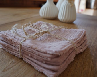 Washable baby wipes set of 6 or 12 - Powder pink