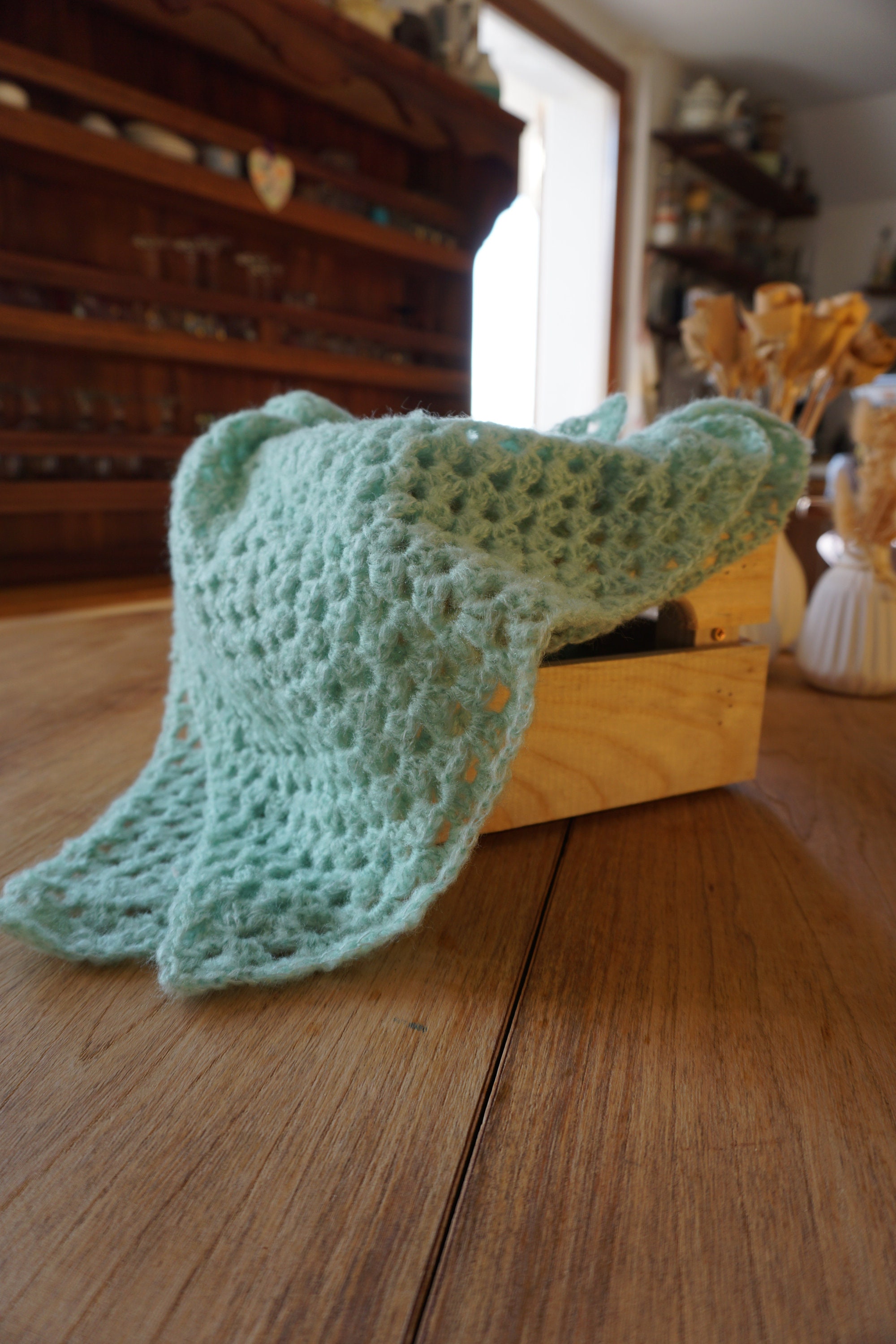 Couverture Bébé Crochet - Vert d'eau