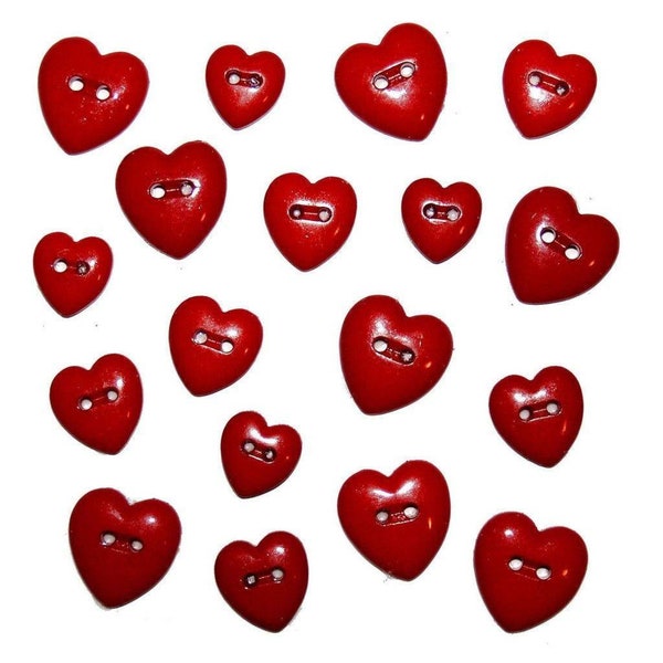 Novelty Buttons - Red Hearts