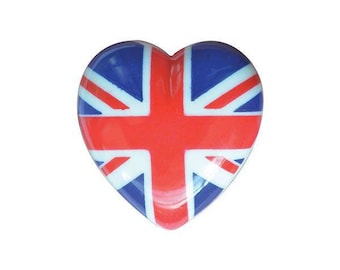 Novelty Buttons - Heart Union Jack (6pk)