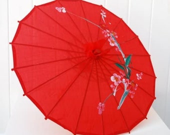 Hand Painted Chinese Parasol Hand Painted Silk Nylon Bamboo Umbrella