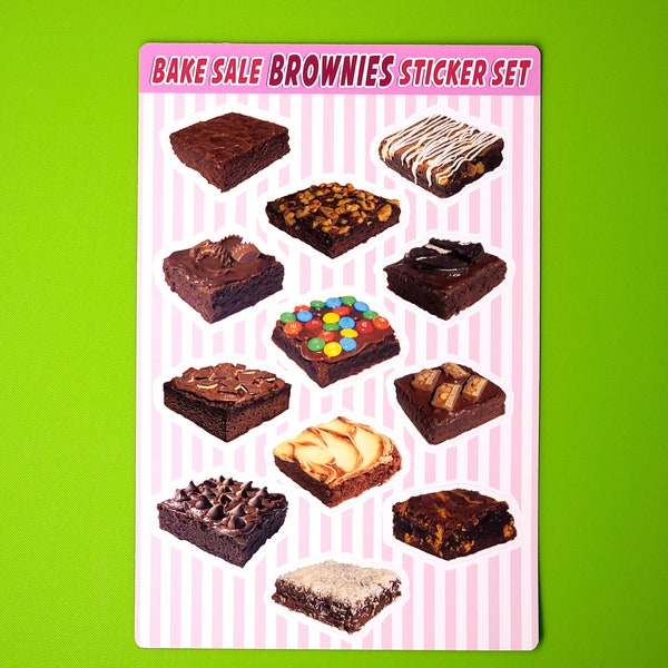Bake Sale Brownies Dozen Sticker Sheets/ Laptop Stickers/ Weatherproof Glossy