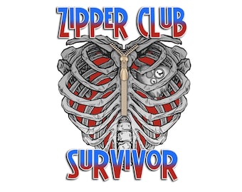 Zipper Club Survivor Sticker/ Laptop Sticker/ Weatherproof Matte or Waterproof Laminated Glossy/ Multiple Sizes Available/ Heart Surgery