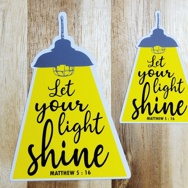 Let Your Light Shine/ Bright Yellow Lamp / Laptop Stickers / Weatherproof Matte or Waterproof Laminated Glossy/ Multiple Sizes Available