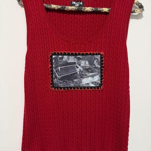 Red Knit Tank Top | Lost Belongings Patch | Alternative Streetwear