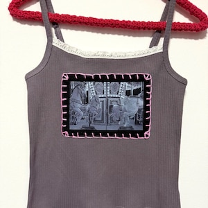 Dark Grey Lace Tank Top | Carousel Patch | Alternative Streetwear