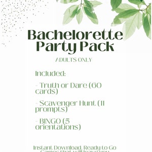Bachelorette/Hen Do Downloadable Party Card Games (Truth or Dare, Bingo, Scavenger Hunt Bundle)