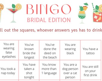 Bachelorette Bingo: Drinking Game
