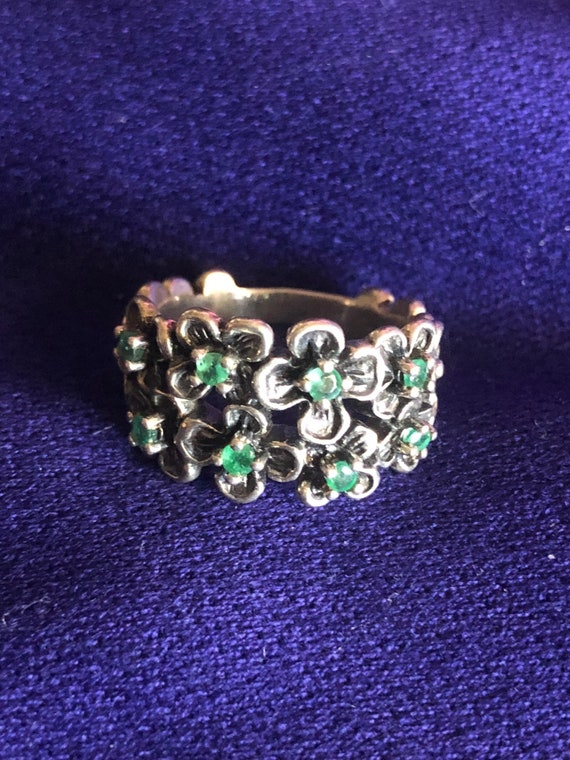 Sterling silver emerald ring