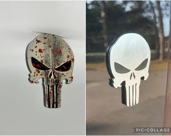 Emblema de Punisher - Imán de aluminio o insignia para vehículo - Mecanizado CNC de primera calidad