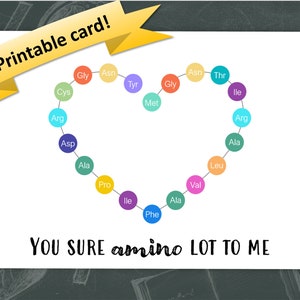 Seguro que amino mucho para mí / Tarjeta de biología divertida imprimible / Descarga instantánea / Tamaños de sobre A1, A6, A7 / Punny Science