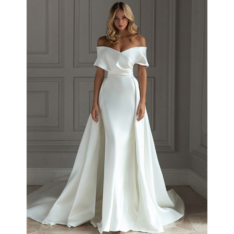 Unique Modern Wedding Dress Minimalist Satin Wedding Dress off - Etsy