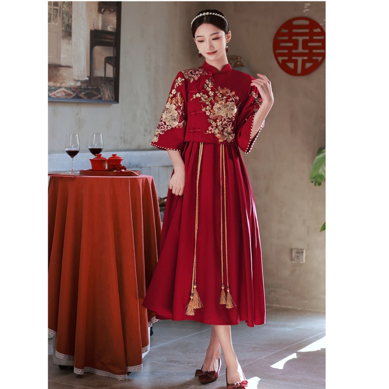 Traditional Chinese Wedding Dress Modern Cheongsam Dress Plus Etsy