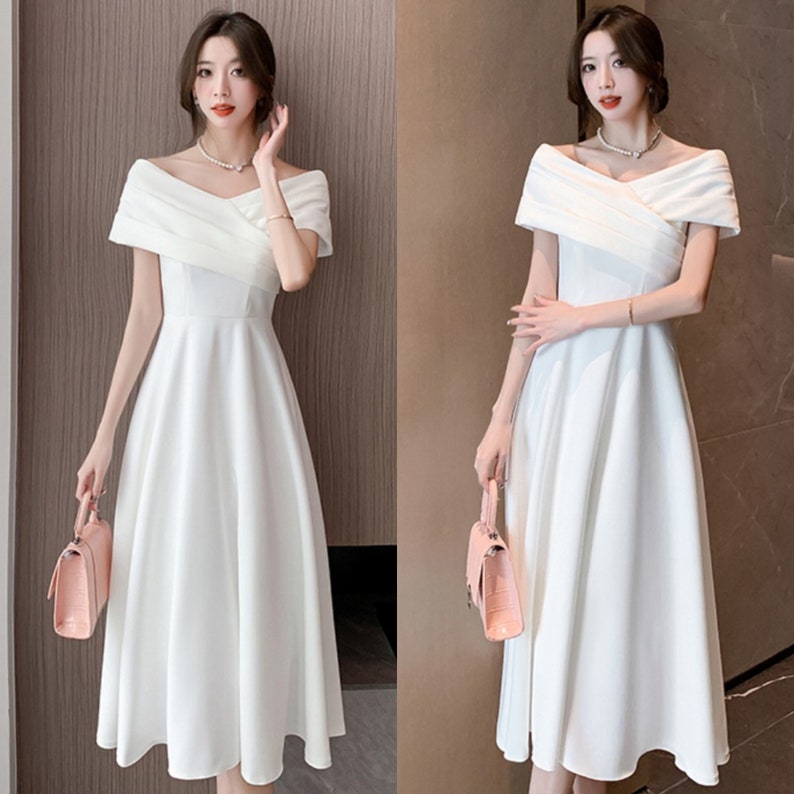 Casual Rehearsal Dinner Dress Modest Simple Wedding Dress Satin