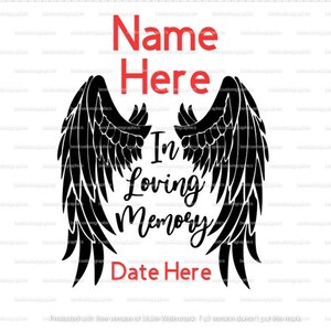 In Loving Memory Angel Wings SVG, Digital Download for Cricut, Silhouette, Glowforge