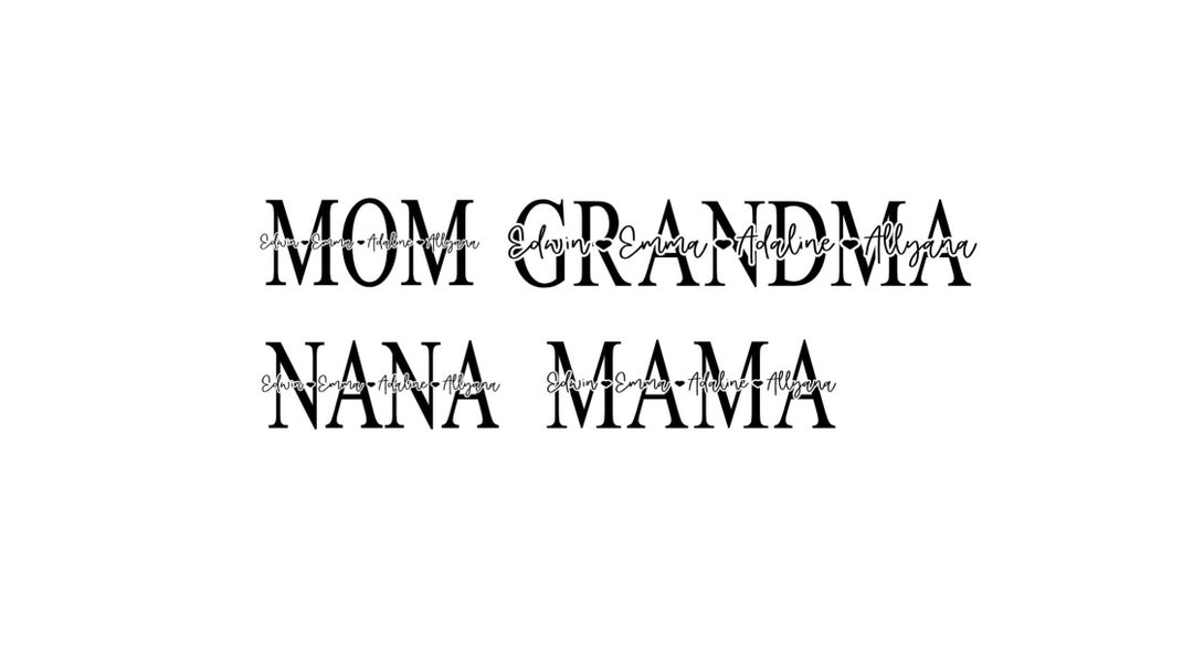 Mom, Mama, Nana, Grandma SVG With Kids Names Custom Mother's Day