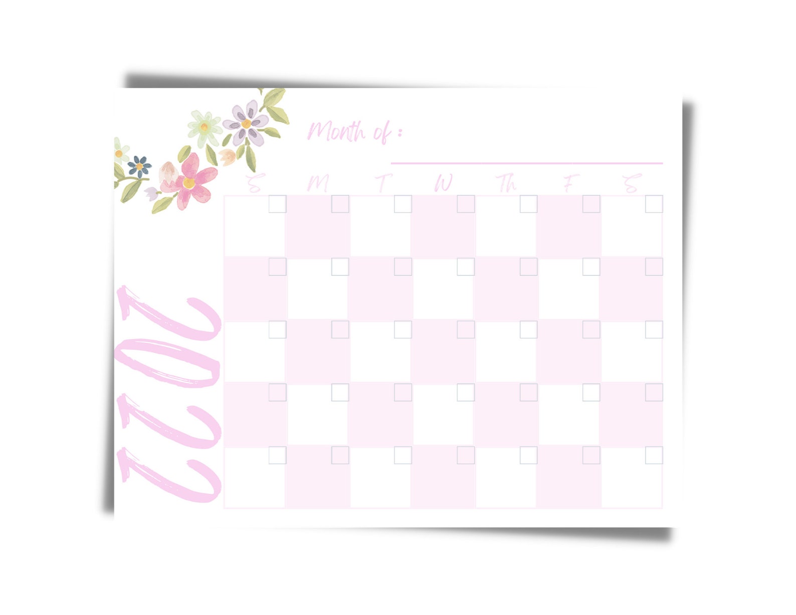 Blank Monthly Calendar Landscape Printable Calendar | Etsy