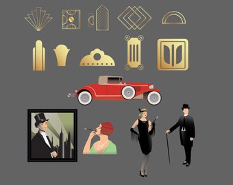 Gatsby, Art Deco, Clip Art, Vector, Corjl, SVG