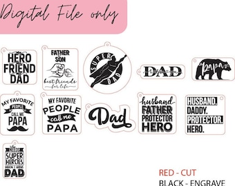Dad Keychains SVG Bundle file | Dad Keychains designs | Glowforge laser cut file | Ready to Use  High Quality Digital Download