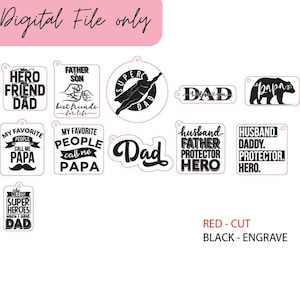Dad Keychains SVG Bundle file | Dad Keychains designs | Glowforge laser cut file | Ready to Use  High Quality Digital Download