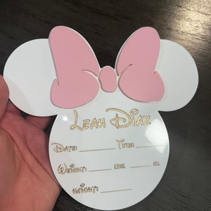 Minnie Mouse Inspired Birth Announcement Sign | Newborn Photo Prop | Hospital Photo Prop for Newborns | Welcome Baby Photo Prop Sign image 2