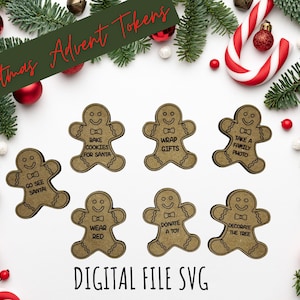 Christmas Bucket List Tokens SVG, Christmas Activities Tokens SVG, Christmas Countdown Tokens, Christmas To Do Tokens, Gingerbread Tokens
