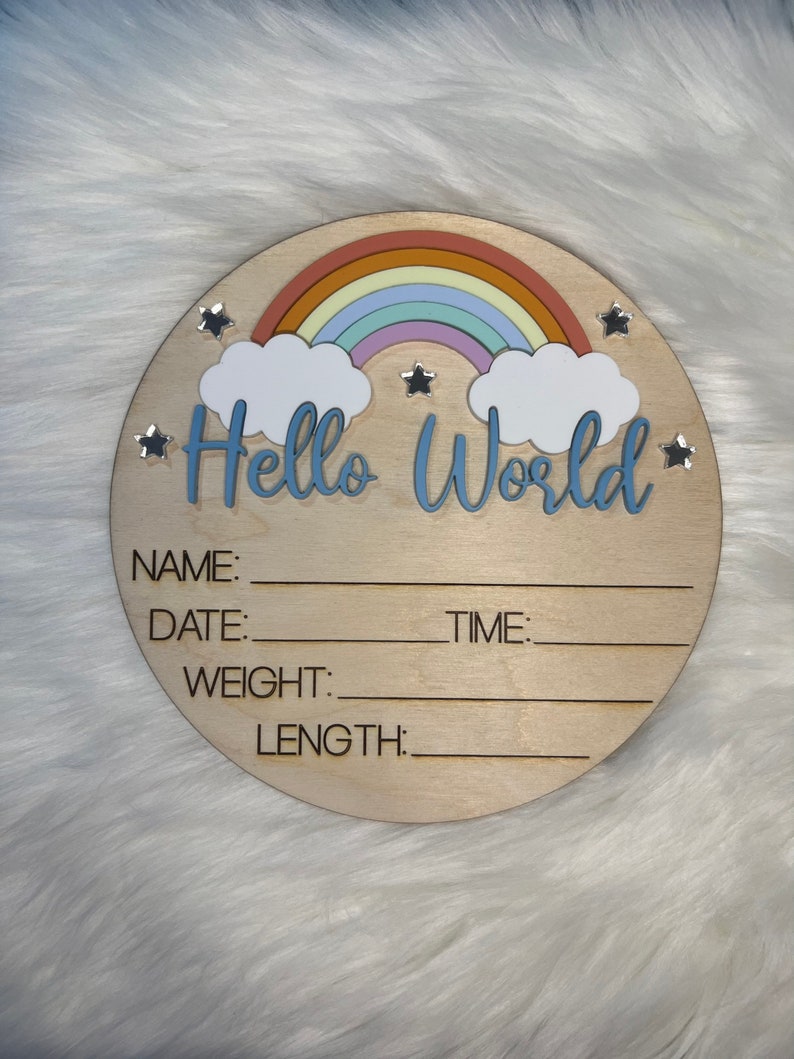 Baby Birth Announcement Sign - Newborn Photography Prop - Boho Rainbow ...