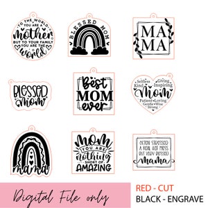 Mom Keychains SVG bundle file | Glowforge laser cut file | Mom keychains designs | Ready to Use, High Quality Digital Download